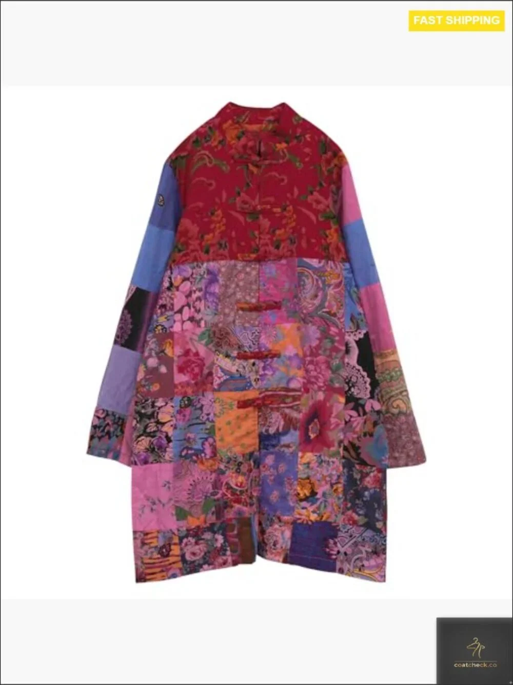 Patchwork Jacket Boho Floral Lightweight Spring Fall Coat Artistic Vintage